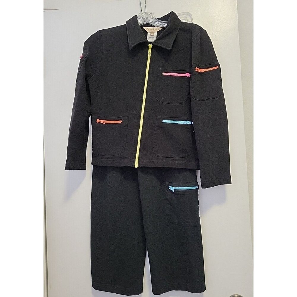 Norm Thompson Vintage Track Suit Cotton Sweatshirt Sweatpants Neon Zippers XS